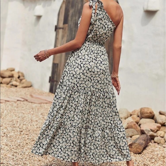 Boho floral print one shoulder A line dress - Picture 3 of 8